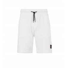 Hugo Boss French-terry-cotton shorts with red logo label 50466196-127 White