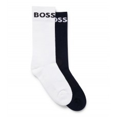 Hugo Boss Two-pack of short logo socks in a cotton blend hbeu50467707-401 Dark Blue