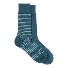 Hugo Boss Two-pack of regular-length socks in stretch cotton hbeu50467722-445 Turquoise