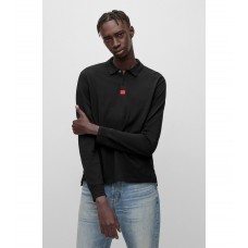 Hugo Boss Cotton-piqué slim-fit polo shirt with logo label 50467939-001 Black