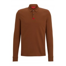 Hugo Boss Cotton-piqué slim-fit polo shirt with logo label 50467939-224 Brown