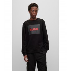 Hugo Boss Cotton-terry sweater with red logo print 50467944-007 Black