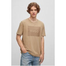 Hugo Boss Crew-neck T-shirt in cotton jersey with box logo 50467952-242 Light Brown