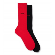 Hugo Boss Two-pack of regular-length socks in stretch fabric hbeu50468099-693 Black/Red
