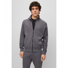 Hugo Boss Relaxed-fit jacket in French terry with logo patch 50468428-023 Dark Grey