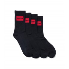 Hugo Boss Two-pack of short socks with red logo label hbeu50468432-001 Black