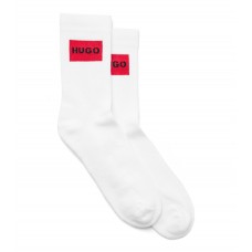 Hugo Boss Two-pack of short socks with red logo label hbeu50468432-100 White