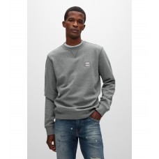 Hugo Boss Relaxed-fit cotton sweatshirt with logo patch 50468443-051 Light Grey