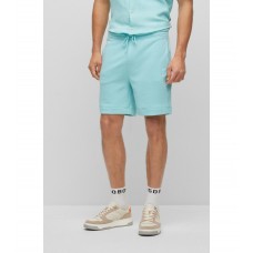 Hugo Boss Drawstring shorts in French terry cotton with logo patch 50468454-461 Light Blue