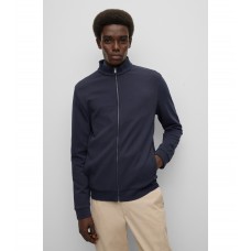 Hugo Boss Organic-cotton zip-up sweatshirt with structured front 50468543-404 Dark Blue