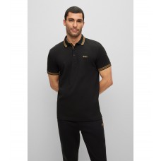 Hugo Boss Organic-cotton polo shirt with curved logo 50468983-005 Black