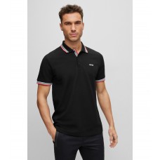 Hugo Boss Organic-cotton polo shirt with curved logo 50468983-006 Black
