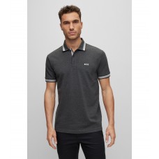 Hugo Boss Organic-cotton polo shirt with curved logo 50468983-010 Dark Grey
