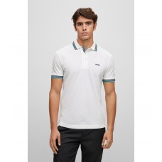 Hugo Boss Organic-cotton polo shirt with curved logo 50468983-106 White