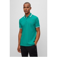 Hugo Boss Organic-cotton polo shirt with logo 50468983-303 Turquoise