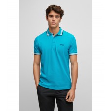 Hugo Boss Organic-cotton polo shirt with curved logo 50468983-311 Turquoise