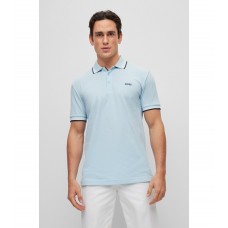 Hugo Boss Organic-cotton polo shirt with curved logo 50468983-453 Light Blue