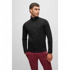 Hugo Boss Zip-up sweatshirt in organic cotton with curved logo 50469097-001 Black