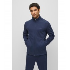 Hugo Boss Zip-up sweatshirt in organic cotton with curved logo 50469097-410 Dark Blue