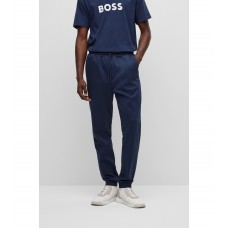 Hugo Boss Cotton tracksuit bottoms with curved logo 50469098-410 Dark Blue