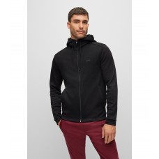 Hugo Boss Zip-up hooded sweatshirt in organic cotton with logo 50469104-001 Black