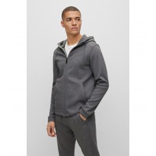 Hugo Boss Zip-up hooded sweatshirt in organic cotton with logo 50469104-031 Grey