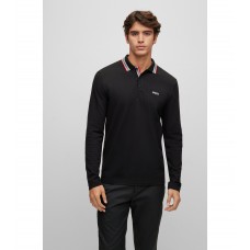 Hugo Boss Cotton-piqué polo shirt with collar detailing 50469108-004 Black