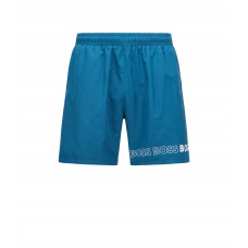 Hugo Boss Recycled-material swim shorts with repeat logos 50469300-424 Blue