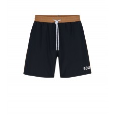 Hugo Boss Contrast-logo swim shorts in recycled material 50469302-002 Black