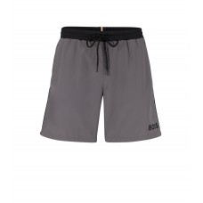 Hugo Boss Contrast-logo swim shorts in recycled material 50469302-029 Dark Grey