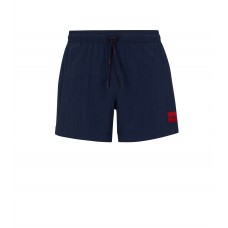 Hugo Boss Quick-drying swim shorts with red logo label 50469323-405 Dark Blue