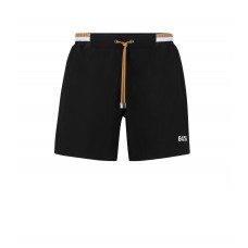 Hugo Boss Ripstop-fabric swim shorts with contrast logo 50469324-004 Black