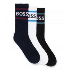 Hugo Boss Three-pack of short socks with stripes and logo hbeu50469371-964 Black / White /Blue