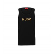 Hugo Boss Cotton-jersey tank top with contrast logo 50469414-003 Black