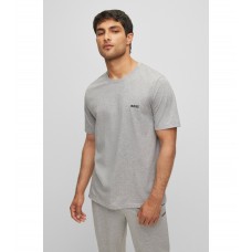 Hugo Boss Stretch-cotton regular-fit T-shirt with contrast logo 50469550-033 Grey