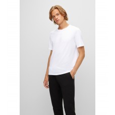 Hugo Boss Stretch-cotton regular-fit T-shirt with contrast logo 50469550-100 White