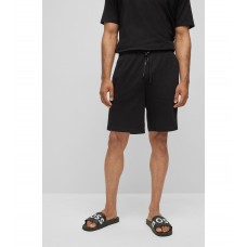 Hugo Boss Stretch-cotton shorts with contrast logo and drawcord 50469561-001 Black