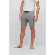 Hugo Boss Stretch-cotton shorts with contrast logo and drawcord 50469561-033 Grey