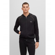 Hugo Boss Hooded loungewear jacket in stretch cotton with logo 50469581-006 Black