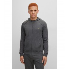 Hugo Boss Hooded loungewear jacket in stretch cotton with logo 50469581-010 Dark Grey