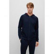 Hugo Boss Hooded loungewear jacket in stretch cotton with logo 50469581-406 Dark Blue