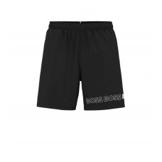 Hugo Boss Recycled-material swim shorts with repeat logos 50469590-007 Black