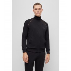 Hugo Boss Zip-up loungewear jacket in stretch cotton with logo 50469596-006 Black