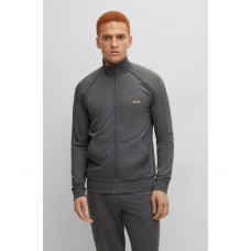 Hugo Boss Zip-up loungewear jacket in stretch cotton with logo 50469596-010 Dark Grey