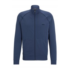 Hugo Boss Logo-embroidered zip-up jacket in stretch cotton 50469596-475 Dark Blue
