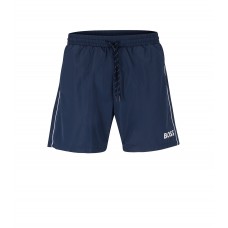 Hugo Boss Quick-drying swim shorts with logo and piping 50469607-413 Dark Blue
