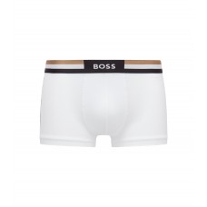 Hugo Boss Cotton-blend trunks with signature-stripe waistband 50469686-100 White