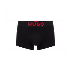 Hugo Boss Regular-rise trunks in stretch cotton with silicone logo 50469728-003 Black