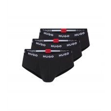 Hugo Boss Three-pack of stretch-cotton briefs with logo waistbands 50469763-001 Black
