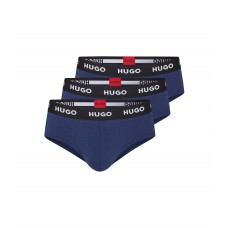 Hugo Boss Three-pack of stretch-cotton briefs with logo waistbands 50469763-410 Dark Blue